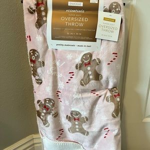 Pastel Pink Gingerbread Man Throw Blanket